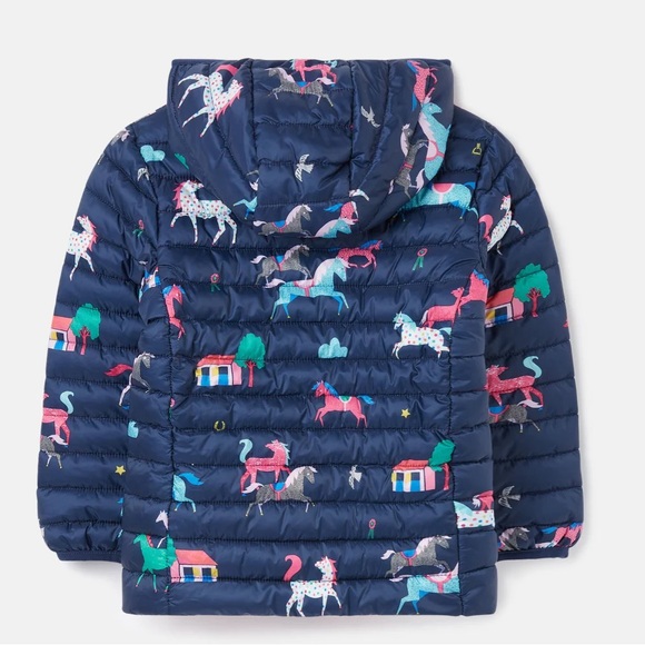 Joules Kinnaird Padded Waterproof Rain Jacket colorful Horse print 3 - Picture 2 of 8